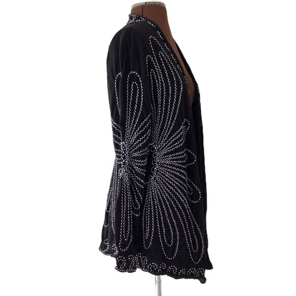 Large Floral Embroidered Cardigan - Picture 4 of 5